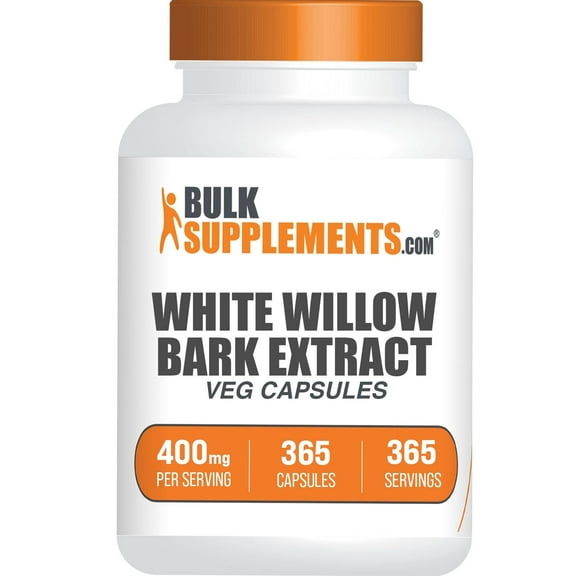BulkSupplements White Willow Bark Extract Capsules - Vegan, 400mg per Serving (365 Capsules - 365 Servings)