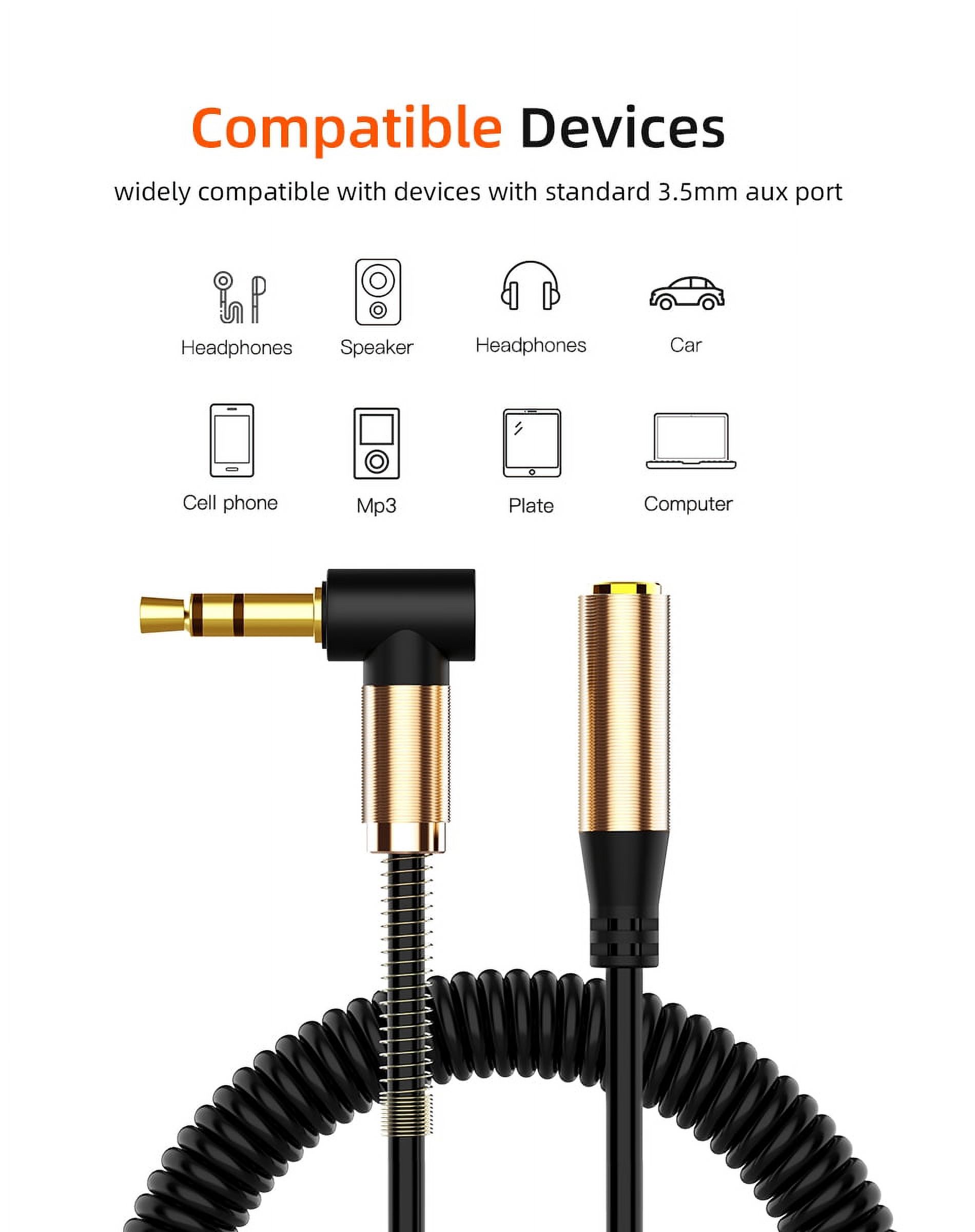 3.5mm Audio Cable Male to Female AUX Extension Wire Elbow Spring Retractable Audio Speaker Telescopic Cable HIFI Sound Quality - image 5 of 8