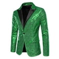 thumbnail image 5 of INSPIRE CHIC Sequin Blazer for Men's Peak Lapel Color Block Shiny Sparkly Sports Coat M Green, 5 of 5