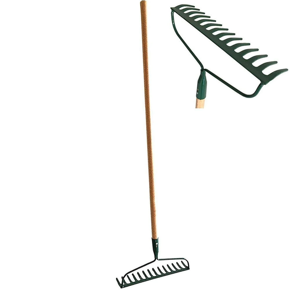 Set of 2 Garden Bow Rake Wood Handle Landscape Cultivator Gardening