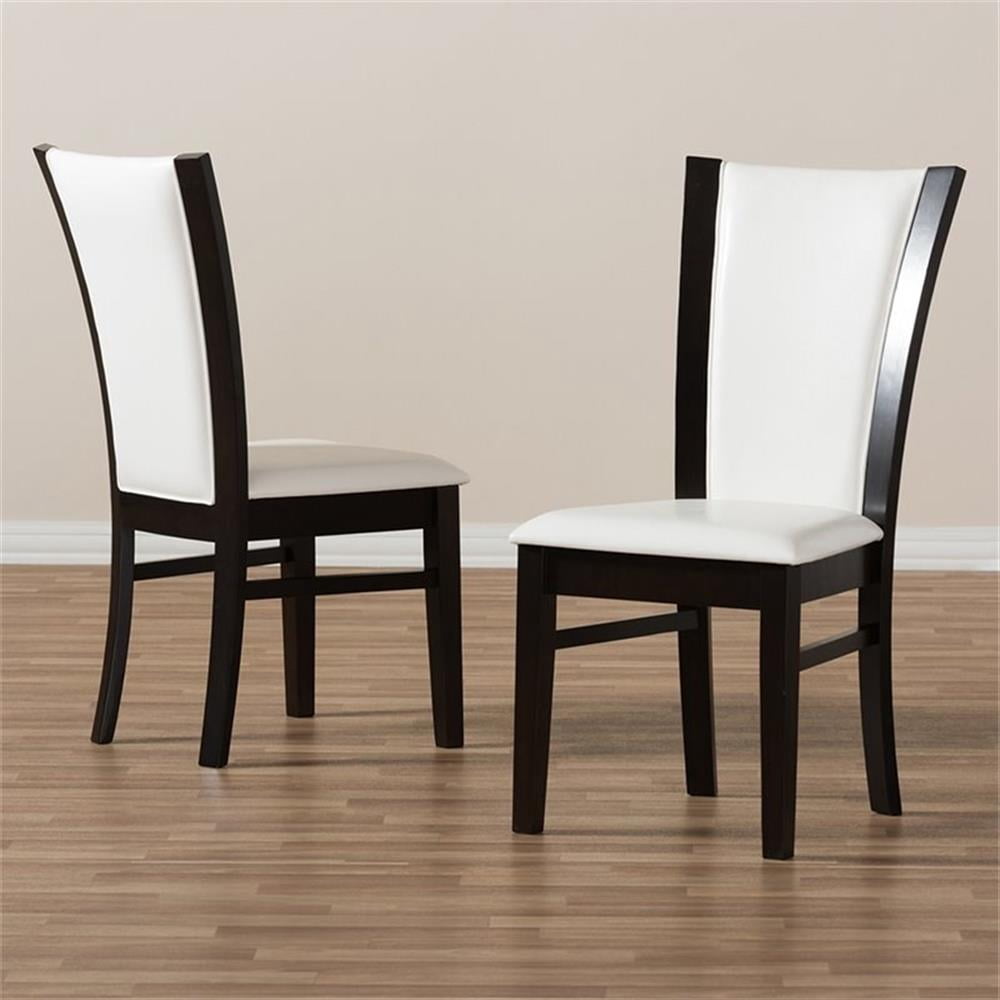 Baxton Studio Adley Faux Leather Dining Side Chair in White (Set of 2)