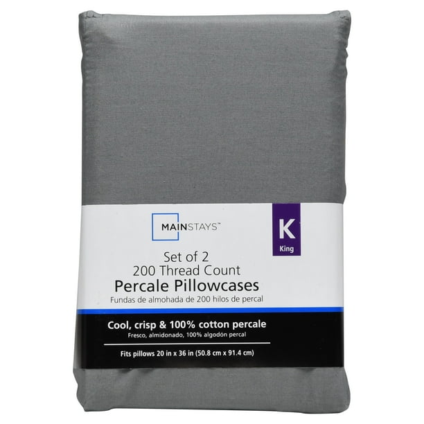 Mainstays 200 Thread Count Percale Pillowcases, 2 Piece