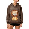 thumbnail image 2 of Pet Pouch Hoodie For Women, Front Zip Drop Shoulder Pullover Sweatshirt, Pet Carrier Sweater For Small Dogs & Cat, Coffee, XXXL, 2 of 9