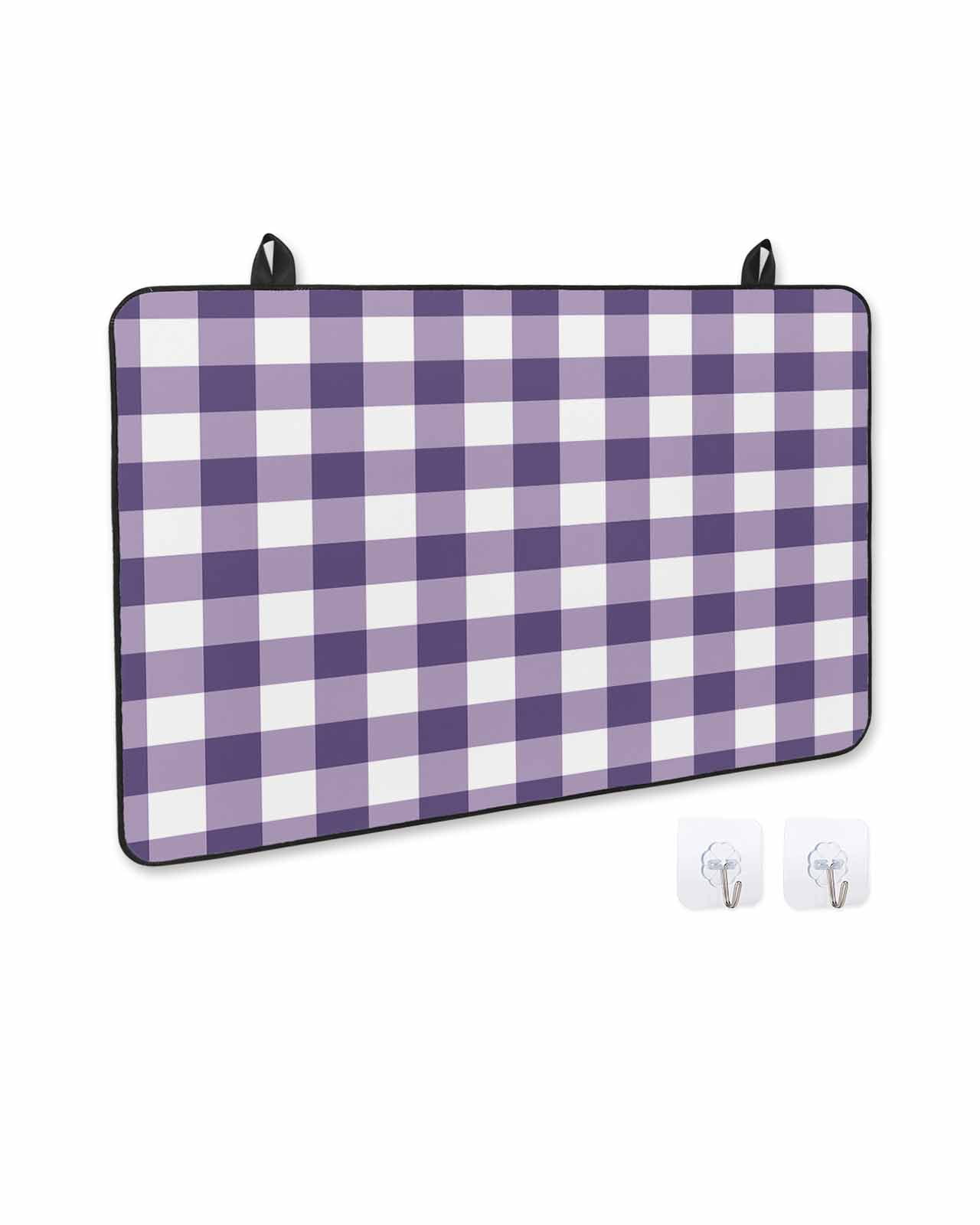 nqOlkjepod Large Induction Cooktop Protector Mat 36"x21", Purple Checkered Stove Top Covers for Electric Stove, Farmhouse Buffalo Plaid Decorative Stove Burner Cover Mats, Glass Top Stove Cover