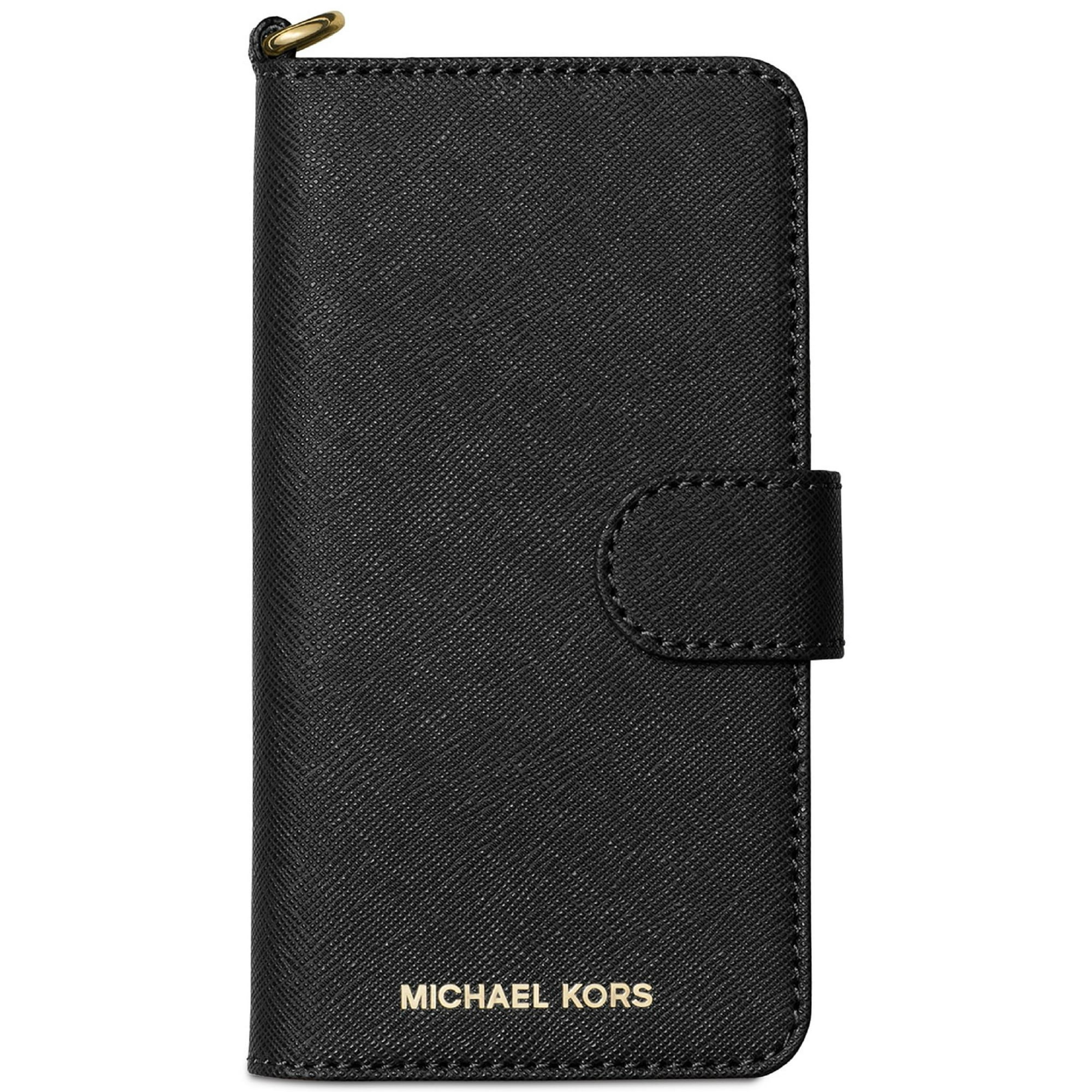 Michael Kors Saffiano Leather Folio Phone Case for iPhone X - Black