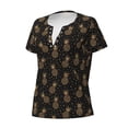 thumbnail image 2 of Naloa Gold Glitter Pineapples Print T-Shirts Short Sleeve V Neck Tees for Women Fashion Tops Trendy Lightweight Soft Casual Summer Outfits Clothes, 2 of 5