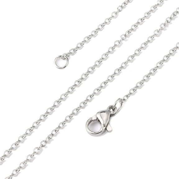 5pcs Tarnish Resistant 304 Stainless Steel Cable Chain Necklaces with Lobster Claw Clasps Stainless Steel color 17.7 inch(45cm) 1.5mm
