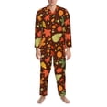 thumbnail image 3 of Disketp Autumn Leaves for Pajamas Set Long Sleeve Sleepwear Mens Button Down Nightwear Pj Sets-Large, 3 of 7