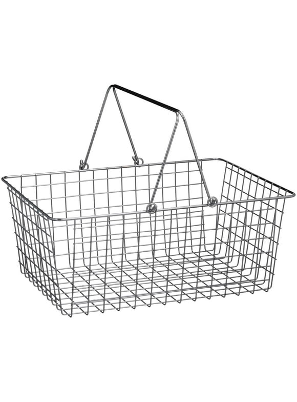 Spectrum Diversified Steel Wire Storage Basket with Handles for Pantry, Countertop and More, Large, Chrome