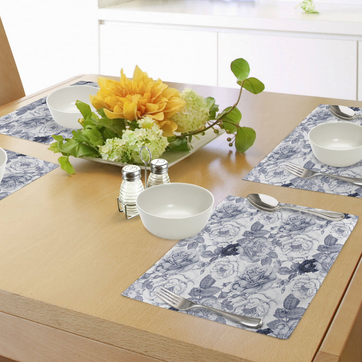 Country Home Set of 4 Floral Home Placemats Square Shabby Chic Cork Table Mats 
