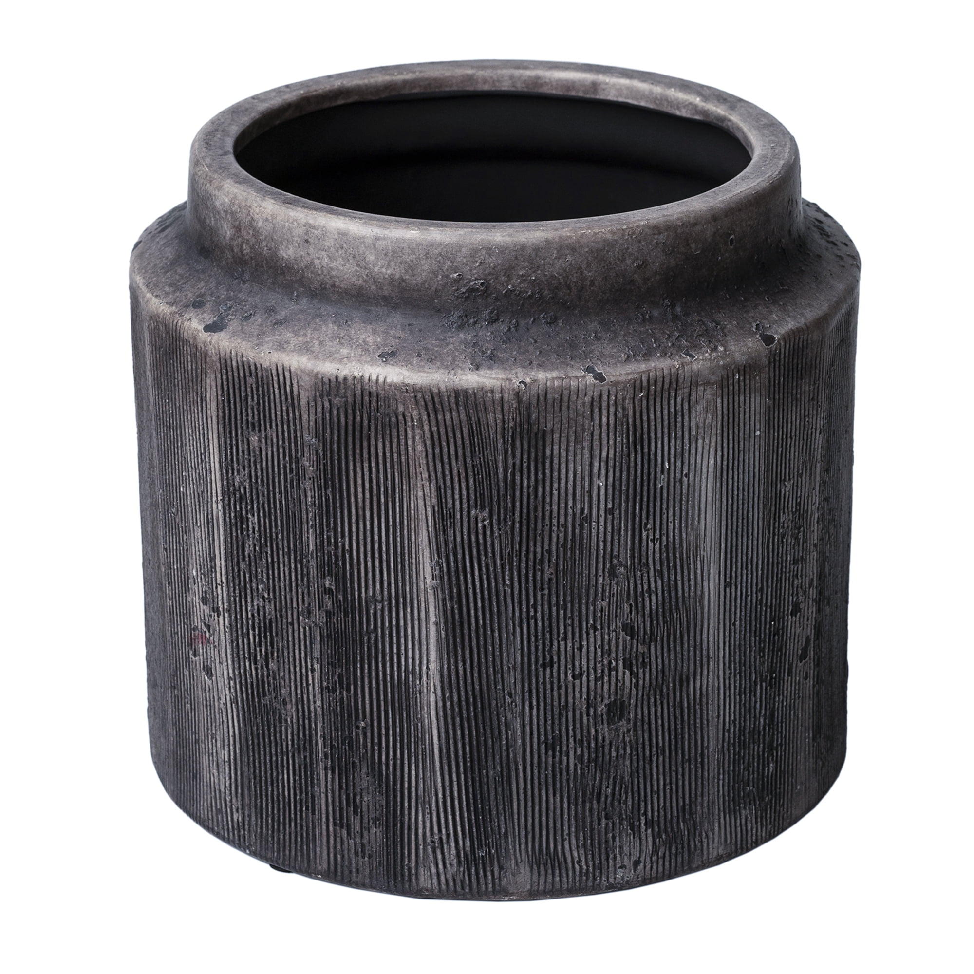 (2 pack) Better Homes & Gardens 8" x 8" x 7.2" Round Black Ceramic Alexander Plant Planter