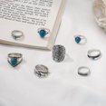 thumbnail image 3 of Bohemian Turquoise Ring for Women Western Rings Jewelry Stackable Knuckle Ring Set Vintage Rose Leaf Ring Set for Women, 3 of 12