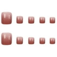 thumbnail image 2 of Fake Nails Short Paragraph Ice-To-Pearl Toe Nails Stickers Finished Nail Stickers 24 Pcs With Glue, 2 of 8
