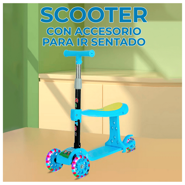 Scooter Infantil con asiento y llantas led Color rosa Elegate