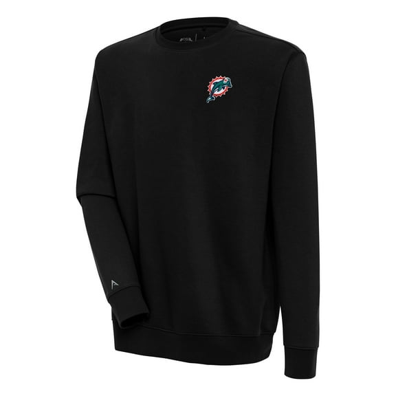 Men's Antigua Black Miami Dolphins Throwback Logo Victory Pullover Sweatshirt