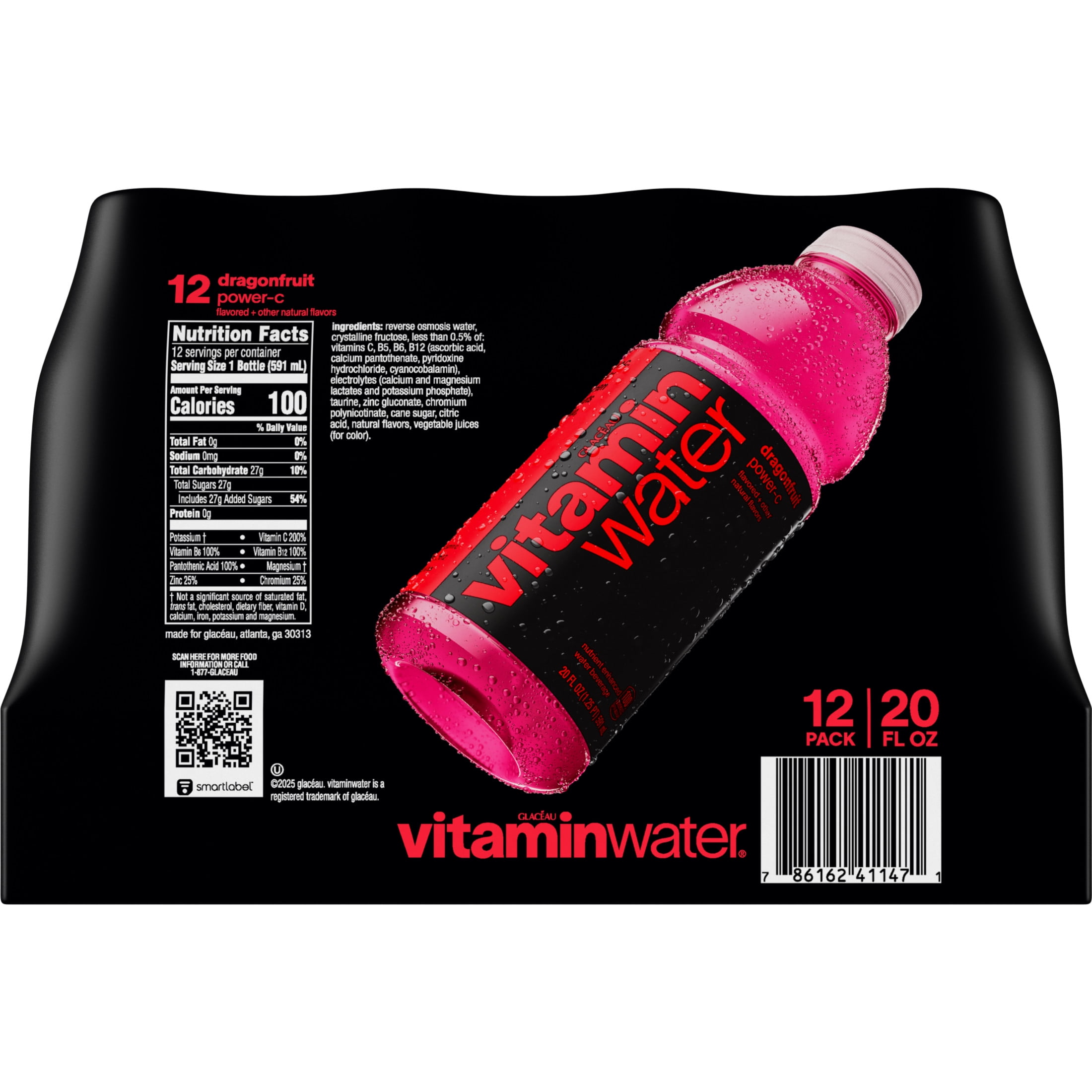 vitaminwater power-c, dragonfruit Bottles, 20 fl oz, 12 Pack