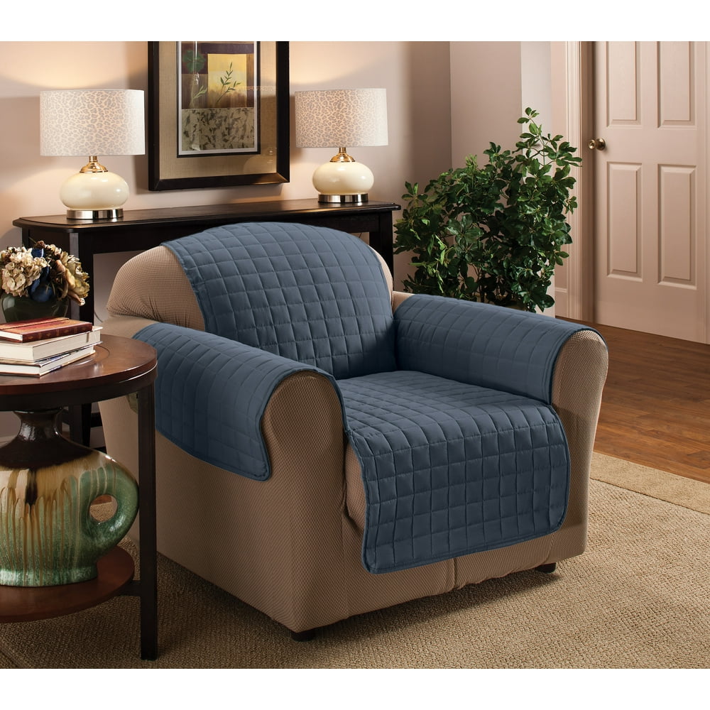 Innovative Textile Solutions 1-Piece Microfiber Solid Chair Furniture Cover Slipcover, Slate - How To Ship One Piece Of Furniture To Another State