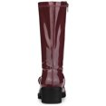 thumbnail image 4 of Botas de combate Allegra K burdeos con tacones gruesos con hebilla EU 36, 4 of 7