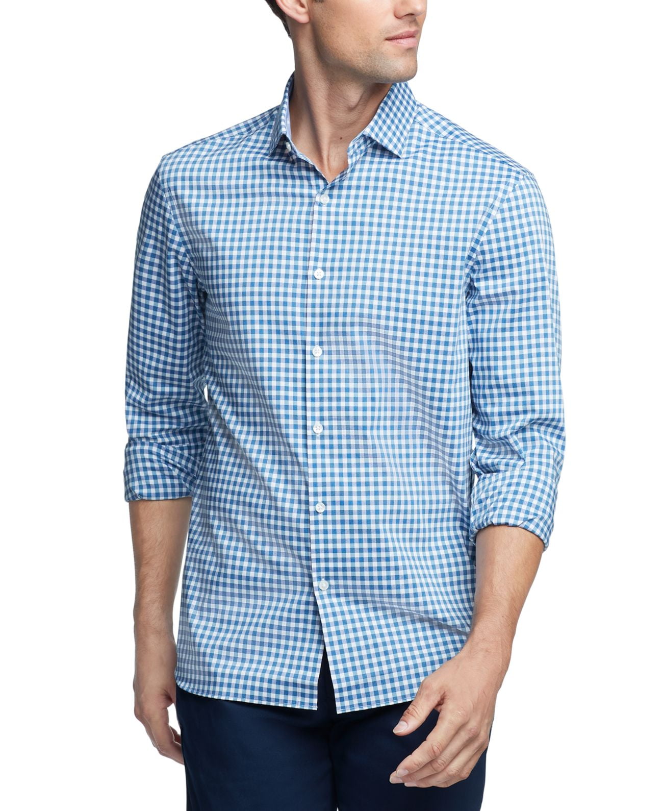 Van Heusen Men’s SlimFit NeverTuck Dress Shirt, Light Blue, 1515 12