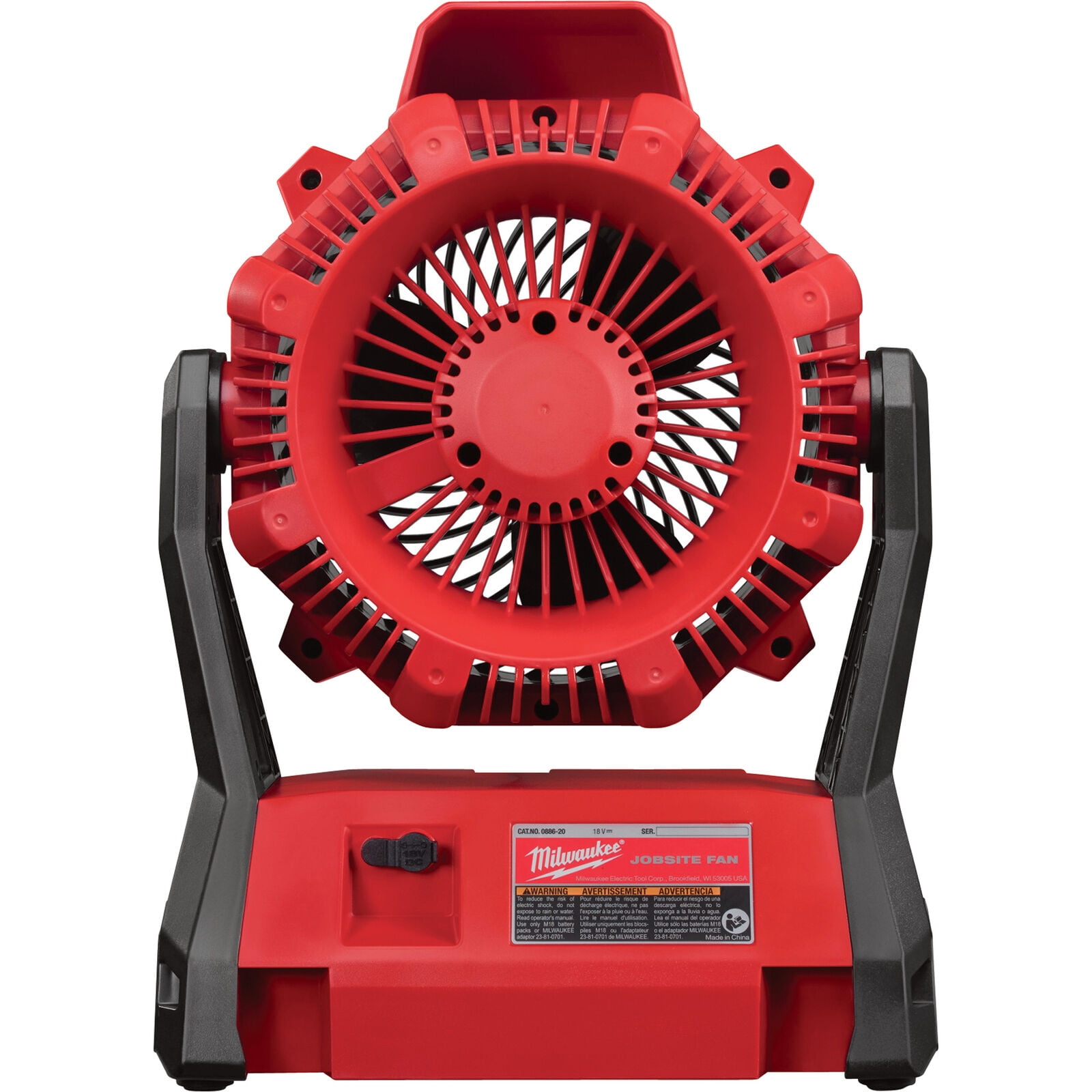 Milwaukee M18 Portable Jobsite Floor Fan - Tool Only, Model# 0886-20, Red