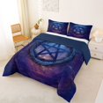 thumbnail image 2 of Manfei Retro Stars Print Full Size Comforter Sets,Abstract Geometric Bedding Comforter Set,Blue Purple,Navy Blue Reversible,3pcs,1 Comforter and 2 Pillowcases, 2 of 7