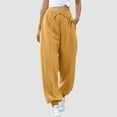 thumbnail image 2 of Posijego Women's Baggy Sweatpants Solid Color Lightweight Elastic High Waisted Joggers Pants with Pockets, 2 of 7