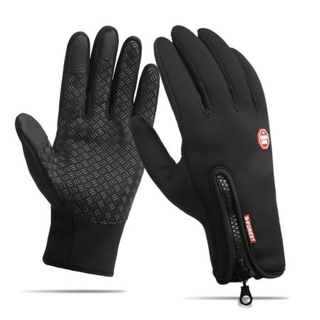 Pair Unisex Men Women Winter Warm Windproof Waterproof Anti-slip Thermal Touch Screen Gloves, Black M, Suitable for skiing, cycling, travelling and other outdoor