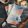 thumbnail image 6 of Orange Navy Blue Coral Kitchen Towels Set of 3, Water Absorbent Dish Towel, Summer Beach Coastal Retro Decorative Hand Towels - Quick Drying Cloth for Cooking Baking, 18x28 Inch, 6 of 8