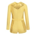 thumbnail image 4 of TTAO Kids Girls Sequin Ballet Dance Gymnastics Leotard Athletic Biketard Long Sleeve Fringe Short Jumpsuit Yellow 16, 4 of 5