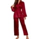 thumbnail image 1 of Conjunto de pijama de seda para mujer: bata y pantalones de color liso para estar por casa, poliéster, tallas S-XXL, 1 of 5