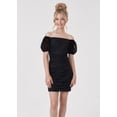 thumbnail image 4 of 2Bunnies Girls' 8-14Y Tween Teen Bodycon Ruched Party Dance Mini Dress On and Off Shoulder, 4 of 5
