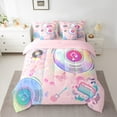 thumbnail image 2 of Manfei Girly Pink Cartoon Twin Bedding Sets 7-Piece, Modern Rock Music Bedding Comforter Set, Kawaii Princess Style Reversible Sheet Sets, Super Cozy Room Decor, 2 of 7