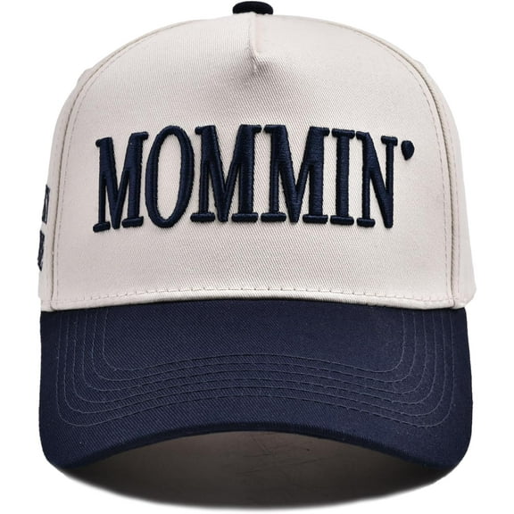 Vintage Two-Tone Women's Baseball Cap, Mommin Trucker Hat for Women & Men, Adjustable Baseball Cap, Mother Day Ponytail Hat