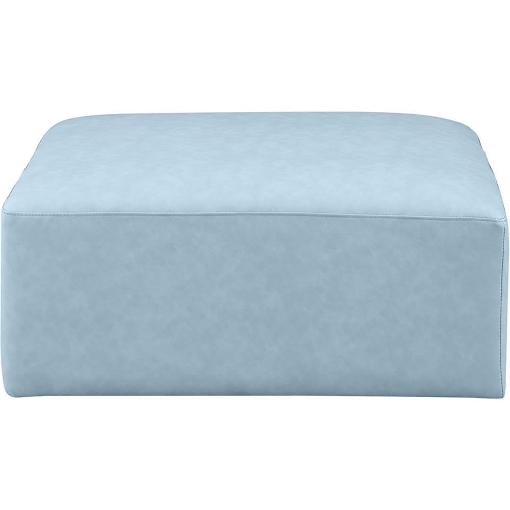 Meridian Furniture Cube Light Blue Vegan Leather Ottoman