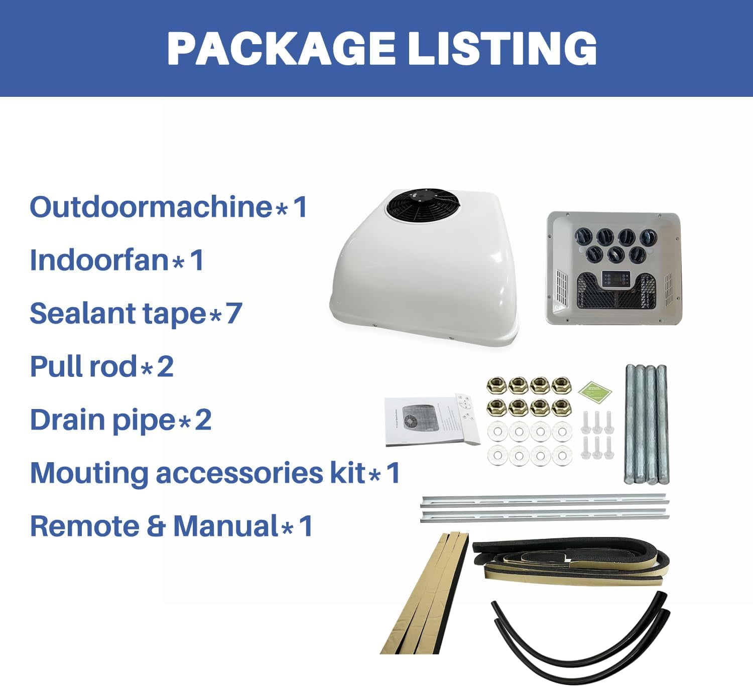 Aspligo DC 24V 8800BTU Rooftop RV Air Conditioner, Heat & Cool Scroll Compressor Parking AC Unit for Truck, Motorhome, Trailer