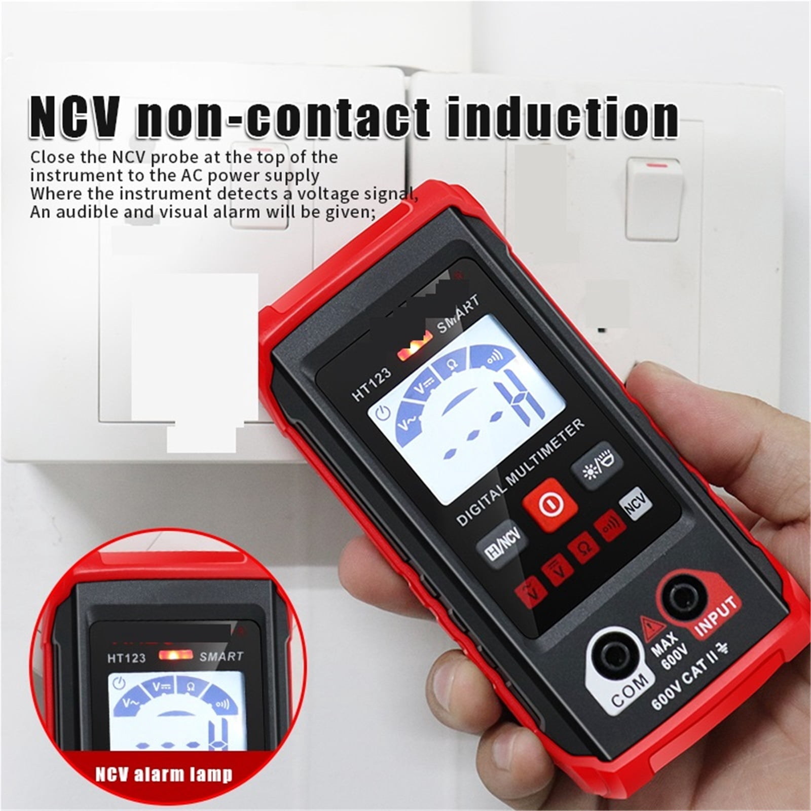 Mini Digital Multimeter AC DC Voltage 600V Smart Multimetro Auto Range Meter NCV Ohm Test Profesional Electrician Tester ,Battery Test