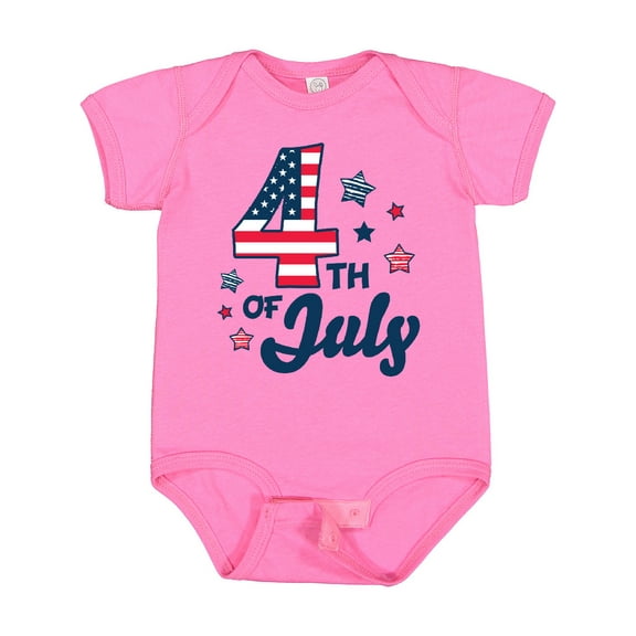 Inktastic 4th of July with Striped Stars Boys or Girls Baby Bodysuit