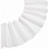 5 Yards×8.1inch White Embroidery Scalloped Cotton Eyelet Lace Trim Wavy Edge Floral Lace Ribbon Floral Ruffle Lace Trim