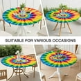 thumbnail image 7 of Colorful Tie Dye Mandala Pattern Round Fitted Tablecloth with Elastic Edge,Dining Table Cover Waterproof,Outdoor Round Tablecloth for Camping,Dining,Indoor and Outdoor, 7 of 7