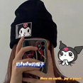 thumbnail image 1 of Gorro tejido Sanrio Kuromi Hello Kitty, gorro con melodía Cinnamoroll para parejas, gorro bonito que mantiene el calor, gorros femeninos de invierno, gorro más cálido, 1 of 4
