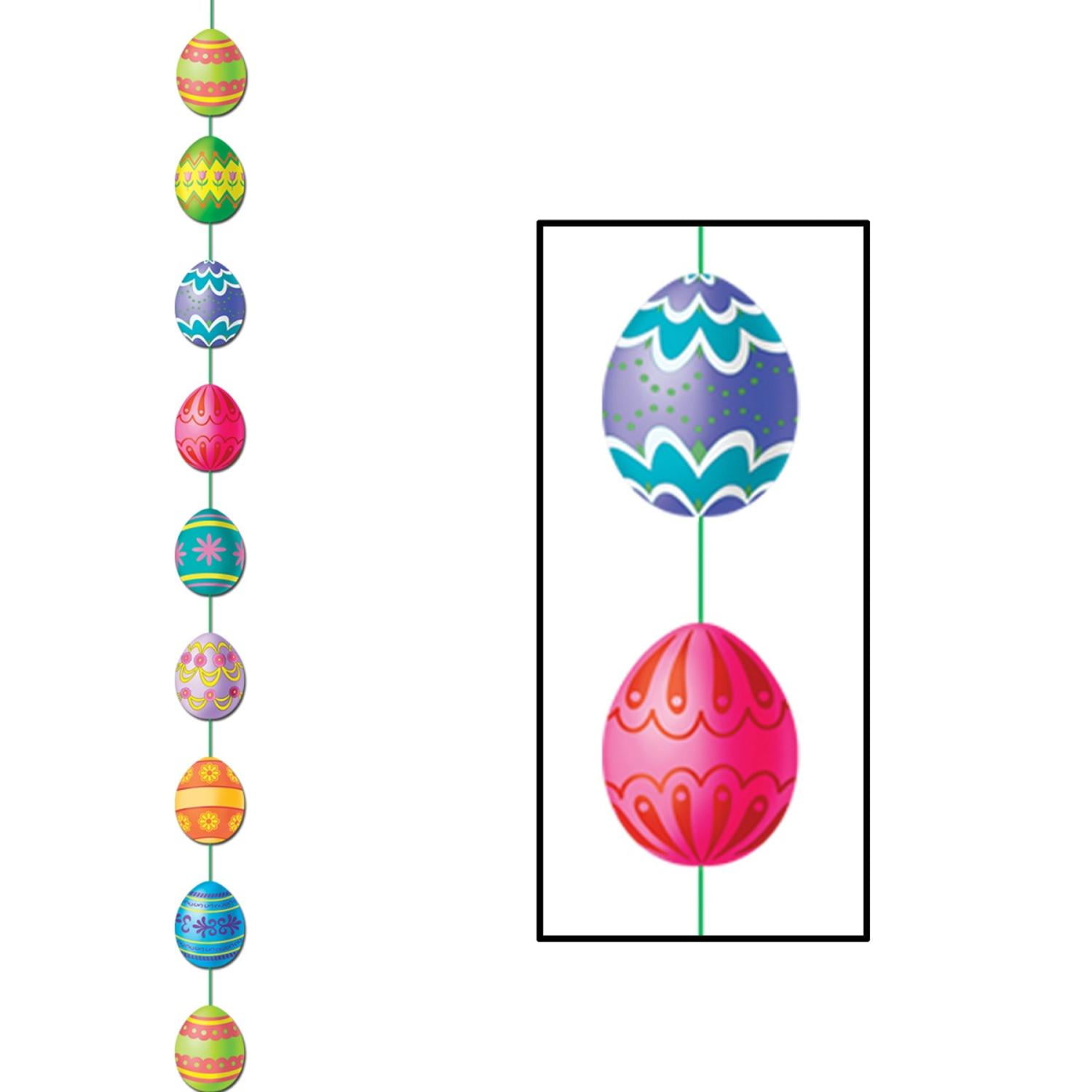 Club Pack of 12 Multi-Colored Easter Egg Stringer Hanging Party Decorations 6.5