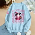 thumbnail image 5 of In October We Wear Pink Halloween Sweatshirts for Women Cancer Awareness Ghost Graphic Crewneck Sweatshirt, 5 of 6