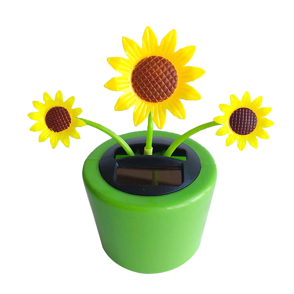 Home Car Flowerpot Solar Power Flip Flap Flower Plant Swing Auto Dance Toy Hw 