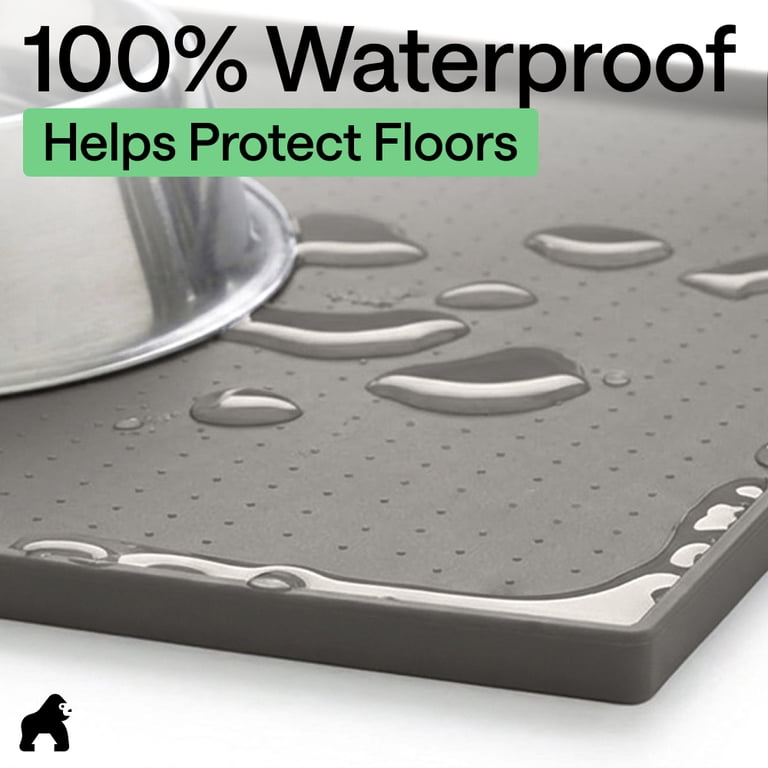 Gorilla Grip Silicone Pet Feeding Mat, 18.5" x 11.5" Gray photo 6