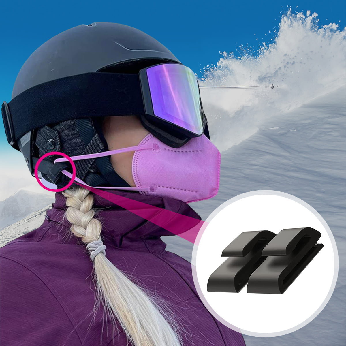 20PCS Mask Holders For Ski Helmet Snow Snowboard Helmet Holder Clip