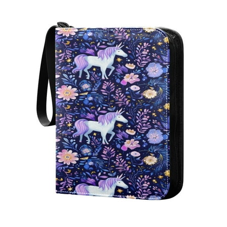 4 Pocket Card Binder with 50-page sleeve can hold 400 game cards Unicorns Stars and Moons