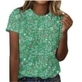 thumbnail image 2 of ALLLIST Spring Tops Green Short Sleeve Casual Crew Neck Floral T-Shirts Womens Shirts Plus Size L, 2 of 4