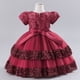 thumbnail image 2 of Vestido para niñas, vestido bordado con lentejuelas, lazo, manga corta, falda de princesa abullonada, 2 of 4
