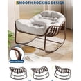 thumbnail image 3 of Wicker Egg Patio Rocking Chair, Indoor & Outdoor Papasan Lounge with Thick Olefin Cushion, 300LBS Capacity All-Weather Rattan Rocker for Porch & Bedroom, 3 of 6