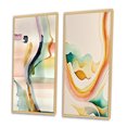 thumbnail image 3 of Designart "Vagues d'Abstraction Multicolore III" Art Mural Encadré Minimaliste Abstrait Ensemble de 2 - Ensemble de Toiles Encadrées Abstraites Vertes pour Décoration de Salon, 3 of 6